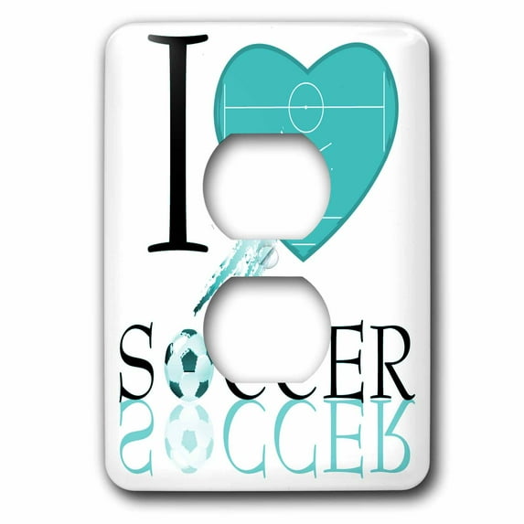 I Love Soccer In Turquoise 2 plug outlet cover lsp-101404-6