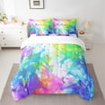 thumbnail image 2 of Manfei Dreamy Watercolor Bedding Comforter Set 7 Pieces for Teens, Oil Printing Full Bedding Set, Modern Abstract Art Reversible Fitted Sheet Flat Sheet, Super Cozy Room Decor, 2 of 7