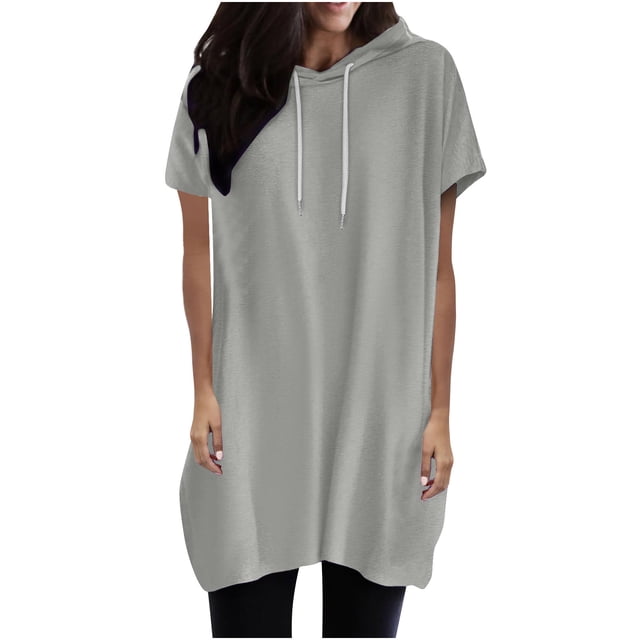Hauts d'Été pour Femmes 2024 à Moins de 10 $! Mode Oversize Uni Élégant Camisole Robe à Col Rond Cadeau pour Femmes en Solde