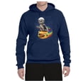 thumbnail image 2 of Funny Graphic Astronaut Cat in Space on Cheeseburger | Mens Cat Lover Hooded Sweatshirt Graphic Hoodie, Navy, 2XL, 2 of 3