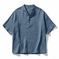 thumbnail image 5 of Chiccall Mens Cotton Linen Shirts Casual Quarter Button T Shirt Lightweight Breathable Beach Vacation Pullover Tops, 5 of 6
