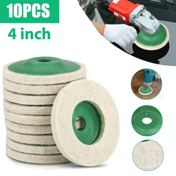 10PCs 4 Inch Wool Buffing Polishing Disc Pads for Angle Grinders