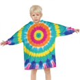 thumbnail image 3 of Colorful Rainbow Tie Dye Spiral Pattern Blanket Hoodies for Kids 6-13YR Oversize Wearable Blanket Hoodies for Boys Girls Teens, 3 of 7