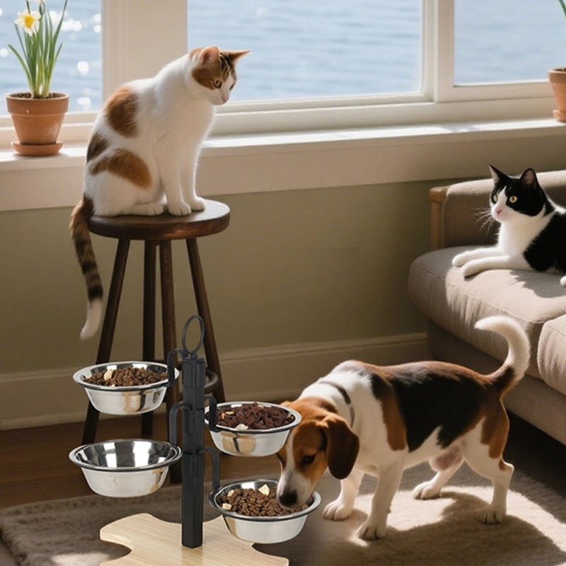 lanema Elevated Pet Feeding Station Proof For Comfortable Dog Dining Feeding Bowl Adjustable Heights
