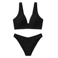 thumbnail image 6 of Womens High Waisted Thong Bikini Sets Triangle Top Deep V Neck Two Piece Swimsuit Bathing Suits Black XL(XL), 6 of 6