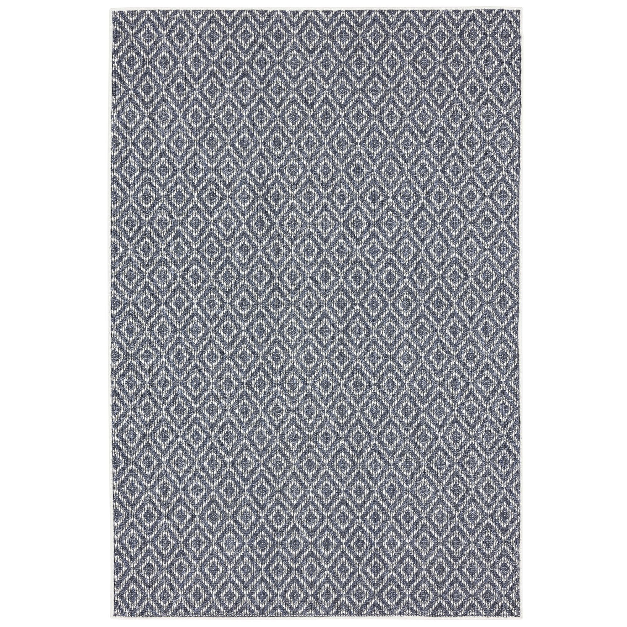 Home Dynamix Tripoli Lydia Modern Diamond Indoor/Outdoor Area Rug, Denim/Cream, 5'3"x7'3"