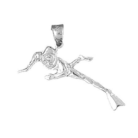 18K White Gold Scuba Diver Pendant - 25 mm