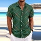 thumbnail image 1 of Blusa y camisa de manga corta con cuello vuelto para hombre, informal, holgada, a la moda, con botones, de poliéster, 1 of 6