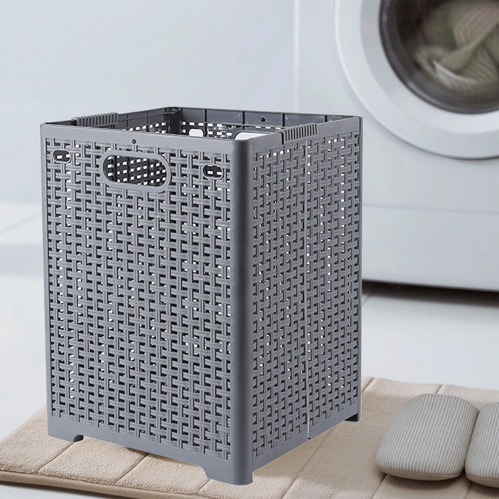 XGFHYJEH Plastic Laundry Basket with Handles, Large Dirty Clothes Hamper for Baby Kids Nursery, Portable Laundry Bag, Big Washing Bin, Decorative Storage Container for Dorm, Bedroom, Bathroom