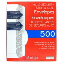 Top Flight #10 Security Strip & Seal Envelopes, 24lb, 4 1/8"x9 1/2" 500-count