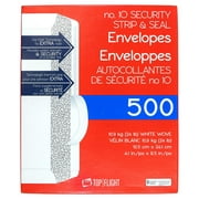 Top Flight PSTF10NWT #10 Envelopes, Strip and Seal, Security Tinted, White Paper, 24 lb., 500 Count