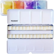 MEEDEN Empty Watercolor Tins Box Palette Paint Case, Medium Colorful Tin with 24 Pcs Half Pans