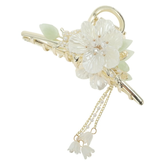 Unique Bargains 1 Pc Fashion Camellia Hair Clips for Home Gold Tone Colorful