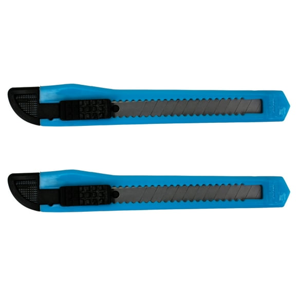 MotoProducts 2 Sky Blue Small Retractable Utility Knife Wholesale 5 inch Manual Lock Box Cutter Snap Off Blade