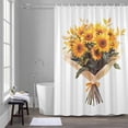 thumbnail image 5 of Summer Sunflower Shower Curtain for Bathroom, Watercolor Vintage Yellow Floral Waterproof Cloth Fabric Bathroom Accessories Set with 12 Rust Proof Plastic Hooks, 36"x78", 5 of 9