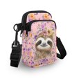 thumbnail image 3 of HELLHERO Sloth Flower Pattern Double Zipper Small Crossbody Purse 4.33"x1.97"x7.09" for Unisex Polyester, 3 of 10