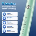 thumbnail image 6 of JTF Sonic Electric Toothbrush for Adults and Kids with Travel Case and 6 Brush Heads, 5 Modes 40000 VPM Rechargeable Power Toothbrush with Wireless Charger, IPX7 Waterproof 60-Day Battery Life, Green, 6 of 11