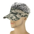 thumbnail image 3 of Almencla Men Baseball Fake Hair Golf Hat Visor Hat Khaki + Gray, 3 of 6