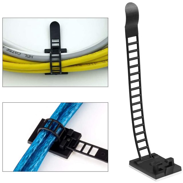 100 Uds Sujetacables de nailon autoadhesivos ShuxiuWang Clips de Cable ajustables con Clips de cable de tornillo opcionales negro