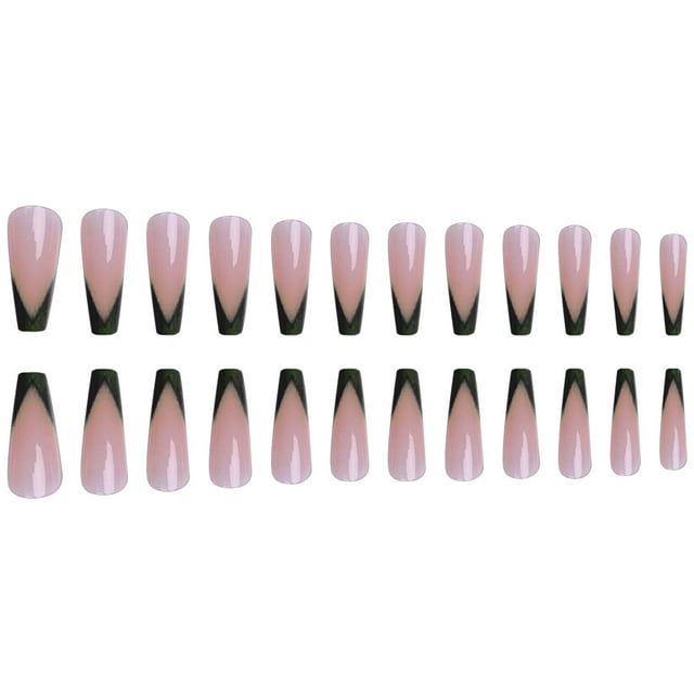 RYRDWP Long Ballet Nail Art French Wearing Finished Nail Patch Removable 24PCS