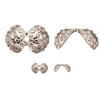 Bead Cap, Imitation Platinum-Finished Brass, Round Bead Clip With Granulation, 12x8mm Sold per pkg of 20