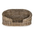 thumbnail image 4 of THE LICKER STORE Curvy 28.5" x 17.25" Classic Handwoven Rattan Pet Bed with Machine-Washable Cushion, Kubu Gray, DBD1000A, 4 of 10