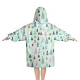 thumbnail image 2 of Light Blue Christmas Tree Pattern Blanket Hoodies for Kids 6-13YR Oversize Wearable Blanket Hoodies for Boys Girls Teens, 2 of 7