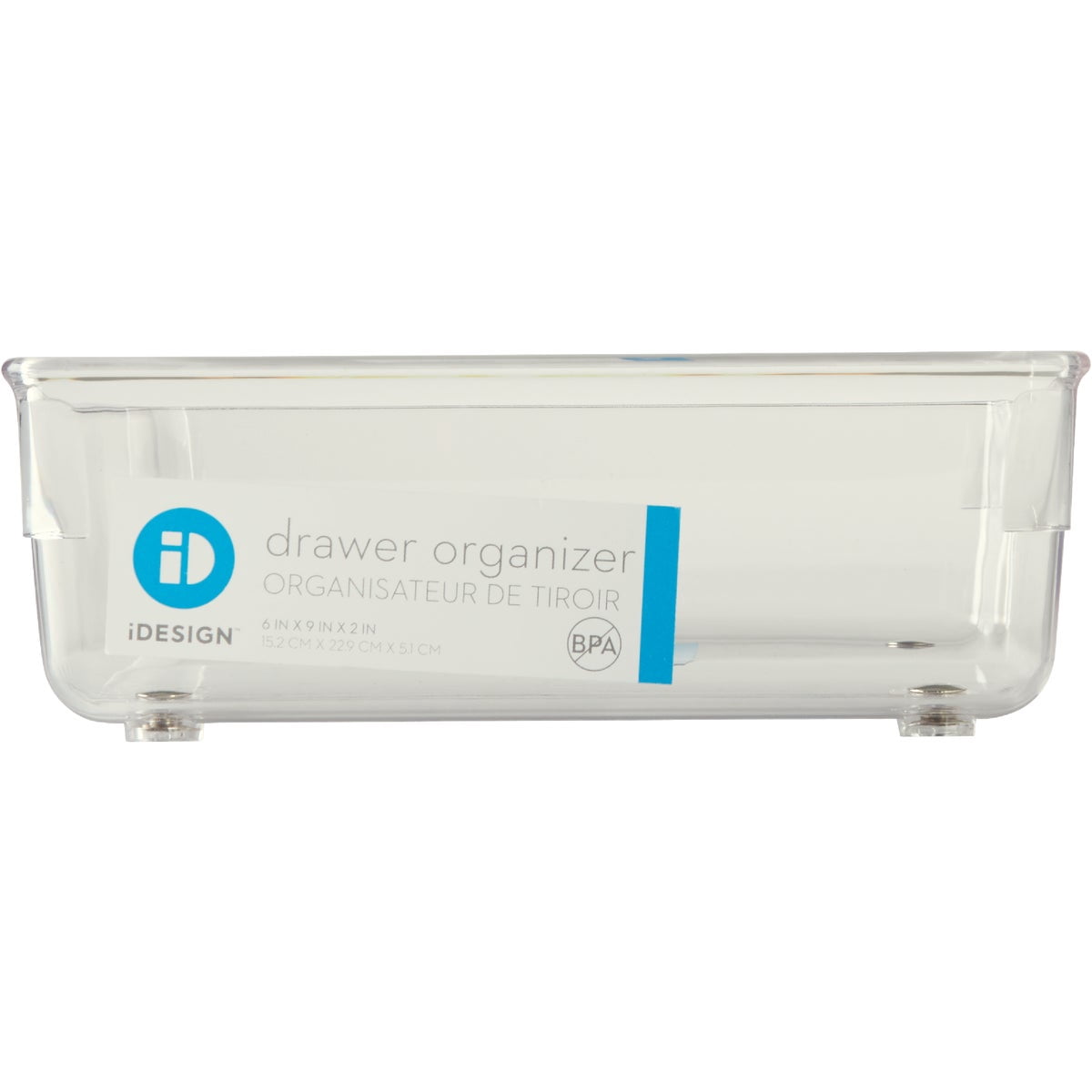 iDesign 70026 Linus Drawer Organizer, Clear/Chrome Plastic, 6 x 9 x 2 In. - Quantity 6