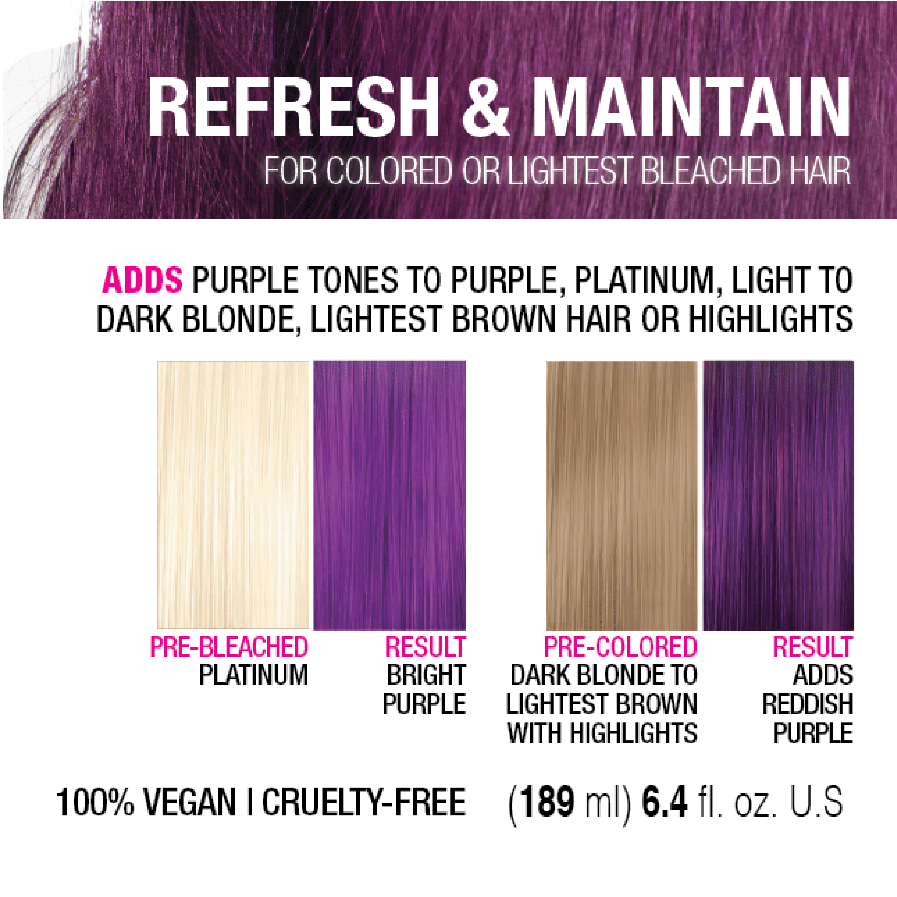 No Fade Fresh Color Depositing Conditioner with BondHeal Bond Rebuilder, Plant-Based, Vegan, Cruelty-Free 6.4 oz - Purple Bordeaux Hair Color Mask
