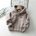 thumbnail image 2 of Zwiiyzr 1-10Y Boys and Girls Faux Shearling Jacket Trendy Solid Color Cute Plush Thick Keep Warm Zipper Hooded Outerwear Winter Coat Gray, 2 of 4