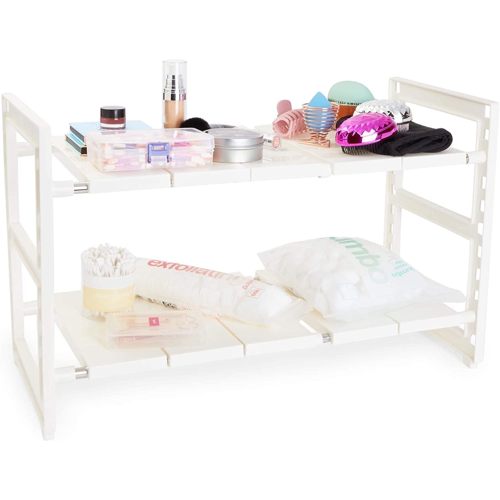 2 Tier Under Sink Cabinet Shelf Storage Organizer for Kitchen Bathroom, White 22.6 x 10.8 x 15.7 In