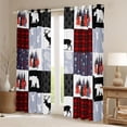 thumbnail image 2 of Homewish Jungle Deer Bear Curtains Pack of 2 (42x84 Each),Patchwork Plaid Grid Curtains Blackout,Red Gray White Bedroom Curtains For Boys Kids,Ultra Soft Home Decor, 2 of 6