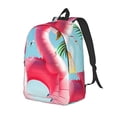 thumbnail image 1 of Disketp Tropical Flamingo Pool Float print Canvas Backpack Lightweight Travel Daypack Student Rucksack Laptop Backpack-Small, 1 of 5