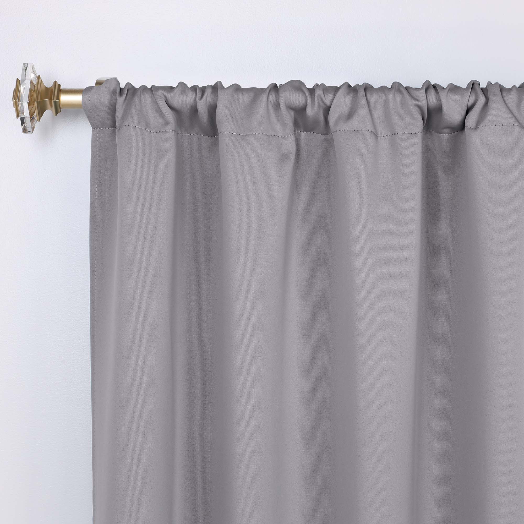 Superior Blackout Solid Light Filtering Rod pocket Curtain Panel Set, 36" x 84", Silver