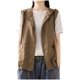 thumbnail image 2 of Chaquetas y abrigos casuales con capucha sin mangas Cárdigan de lino con capucha para mujer Chaleco informal sin mangas con costuras sueltas Chaqueta corta Chaleco de algodón y lino para mujer, 2 of 4