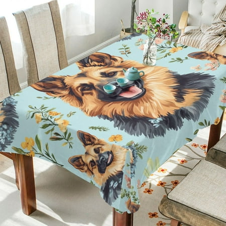 

WOBOGO Shepherd Dog Square Tablecloth 60×90in Polyester Fabric Tablecloth Washable Dust Resistant Wrinkle Resistant