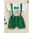 thumbnail image 3 of Baby Boy Clothes, Short Sleeve Round Neck Cartoon Animal Print Romper Shirt + Suspender Short Pants 6-18 Months, 3 of 9