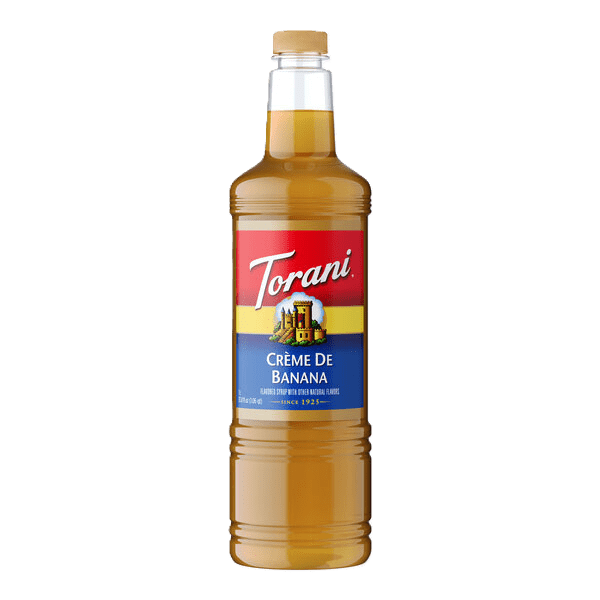 Torani Crème De Banana Flavouring Syrup, 1L (33.8 fl oz) Plastic Bottle with Absol Gold Pump