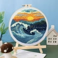 thumbnail image 2 of Punch Needle Kits Sea Waves and Sunset Mountains Embroidery Starter Set with Hoop Easy for Beginners DIY Stress Relief Handmade Craft Hobby and Home Decor 20x20cm-1, 2 of 8