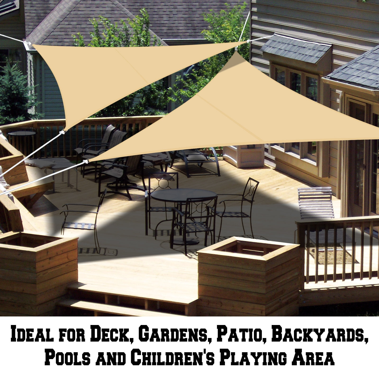 Sunrise Outdoor Sun Shade Sail 12'x12'x12' Triangle UV Top Cover Canopy - Beige