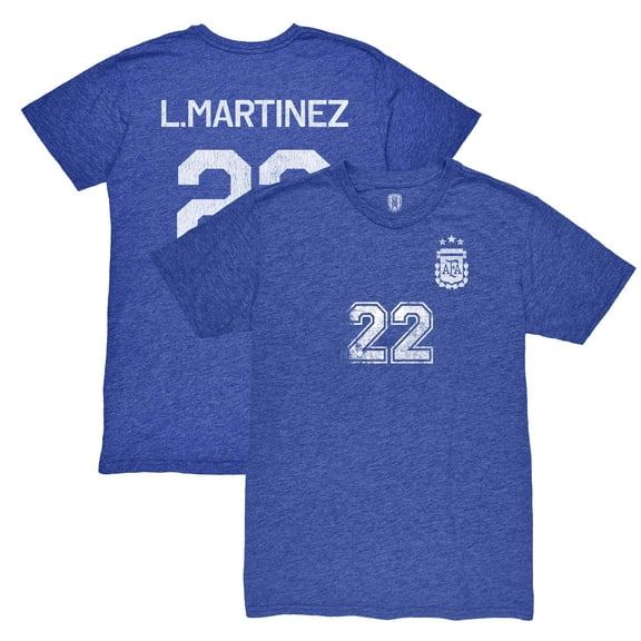 Men's 1863FC Lautaro Martinez Blue Argentina National Team Retro Player Tri-Blend T-Shirt