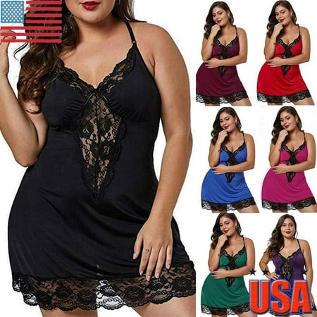 

Women Sexy Lace Babydoll Lingerie Ladies Sleepwear Pajamas Nightdress