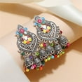 thumbnail image 5 of Boho Chandellier Jhumka Statement Dangle Earrings for Women Vintage Large Flower Ball Bead Tassel Drop Dangling Earring Indian Bollywood Jewelry Holiday Festival Christmas, 5 of 10