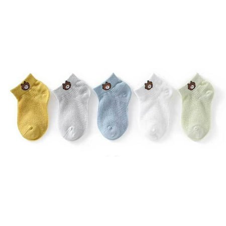 

5Pairs Baby Kid Soft Mesh Sheer Ultra Thin Summer No Show Ankle Socks Cute Animal Design with Elastic Ankle for Boys Girls