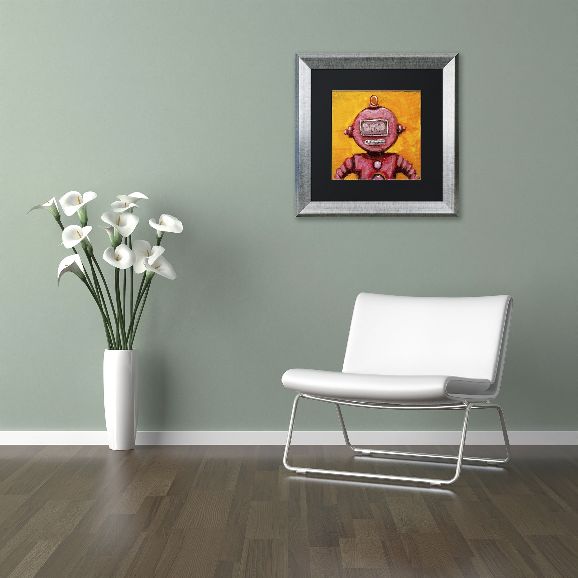 Trademark Fine Art 'Weebot-Friends' Canvas Art by Craig Snodgrass, Black Matte, Silver Frame