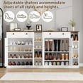 thumbnail image 6 of 42" Tall Shoe Storage Cabinet with Doors and Drawers, Modern 4-Tier Shoe Organizer, 3 Adjustable Shelves, Entryway Shoe Rack Cabinet, White, 6 of 6