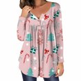 thumbnail image 1 of Pntutb Mujer Casual Navidad Impreso Jersey Cuello Redondo Manga Larga Botones Blusa tops Pntutb Pntutb-2321, 1 of 6
