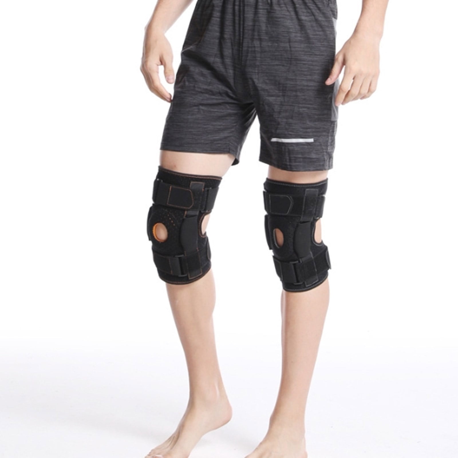Knee Brace with Metal Hinges and Side Stabilizers for Men Women Sport Adjustable Knee Support Brace for Injury Recovery