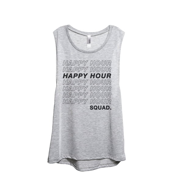 Happy Hour Squad Women's Fashion Sleeveless Muscle Workout Yoga Tank Top Sport Grey 2X-Large
