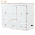 thumbnail image 4 of Full Size Murphy Bed Cabinet, Wood Mobile Murphy Chest Bed Frame with USB Ports and Storage Drawers, Moveable Wardrobe Bed for Living Room,Bedroom, Sapce-Saving & Easy Open and Close, White, 4 of 9